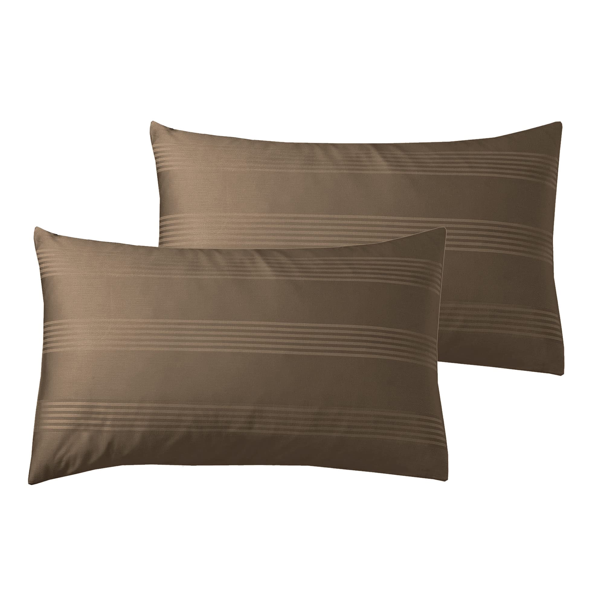 ED Luxury 400 Thread Count Duvet Cover Set | 100% Egyptian Cotton Soft & Comfortable Hotel Quality Satin Multi Stripe Bedding Set (Additional Housewife Pillowcase Pair, Deep Taupe)