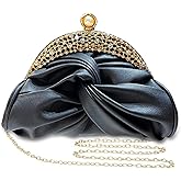 LJMBOEN Clutch Purses for Women Evening Clutch Pearl Bag Soft Leather Evening Handbag Noble Crystal Beaded Wedding Clutch