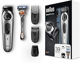 Braun Barttrimmer und Haarschneider BT5065, 39 Längeneinstellungen, AutoSense-Technologie, Präzisionsscherkopf, inkl. Gillette Rasierer, schwarz/silber