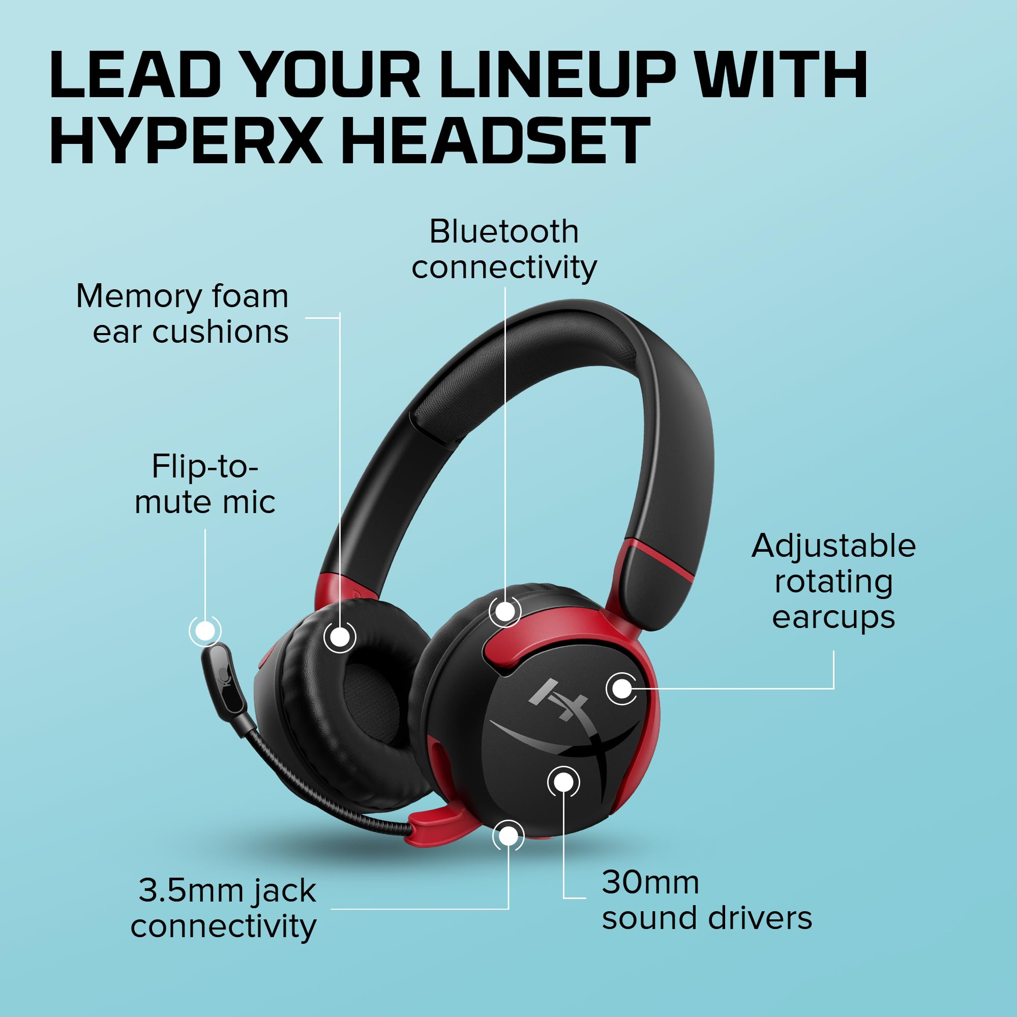 HyperX CloudX Stinger 2 Core - Gaming Headset for Xbox, Lightweight Over-Ear headsets with mic, Swivel-to-Mute Function, 40mm Drivers - Black