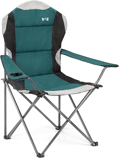 Trail Kestrel Deluxe Camping Chair High Back Teal 120kg Weight Capacity