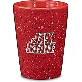 Rico Industries NCAA Jacksonville State Gamecocks Red 2oz Ceramic Shot Glass for Fans, Laser Engraved In Team Color Single Shot Glass