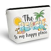 Yoxiumi Beach Gifts for Women Summer Themed Gifts Beach Vacation Essentials Makeup Bag Summer Cosmetic Bag Accessories for Women Vacation Survival Kit Sunscreen Bags Travel Necessities for Her