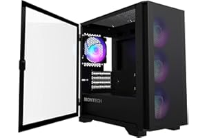 Montech AIR 100 ARGB Micro-ATX Tower with Four ARGB Fans Pre Installed, Ultra-Minimalist Design, Fine Mesh Front Panel, High Airflow, Unique Side Swivel Tempered Glass, Black