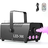 Fog Machine 500W with 14 Color RGB LED Lights and Auto Mode, 2000CFM Smoke Machine Fog with Wireless Remote Control for Parties Indoor Outdoor Wedding DJ Stage Halloween, Black