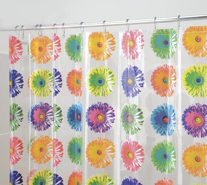 mDesign Daisy Bloom PVCFree PEVA Shower Curtain, 180 x 200 cm Bright