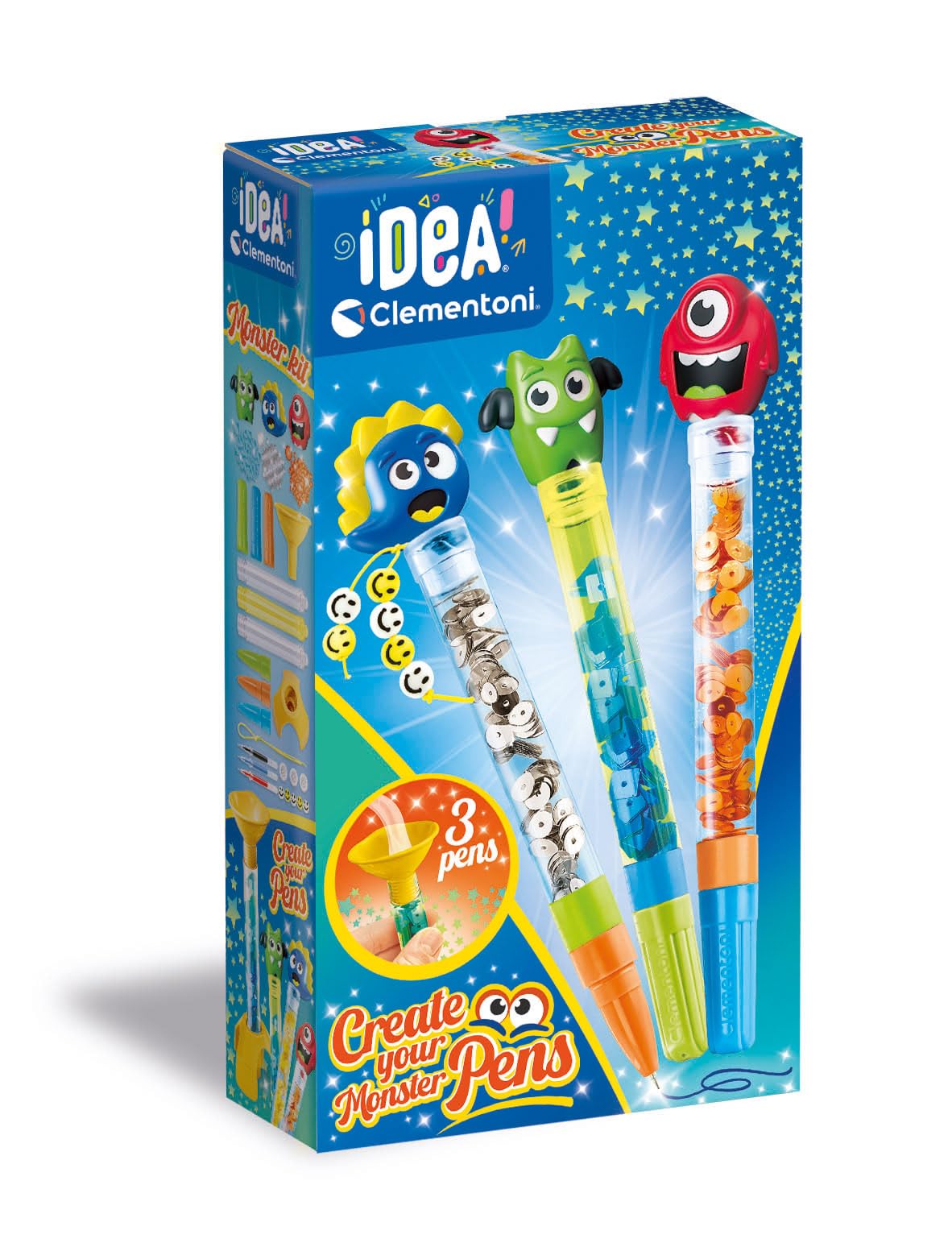 Clementoni Set-Idea-Small Kit Lab Monster-Creative Toys, Laboratory, Coloured, Personalised Pens Girls, Art and Crafts for Kids 6 Years, 18828, Multicolour