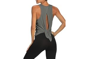 Bestisun Workout Tops Open Back Shirts Gym Workout Clothes Tie Back Musle Tank for Women