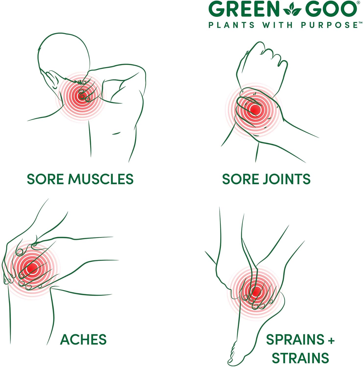 Green Goo Natural Pain Relief Cream, Neck, Muscle, Arthritis and Joint Pain Relief Arnica Cream (4 Ounce Jar): Health & Personal Care
