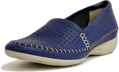 Amazon Antelope モカシンシューズ レディース 靴 本革 パンチング フラット 3e ネイビー 白 低反発 柔らかい 痛くない おしゃれ モカシン