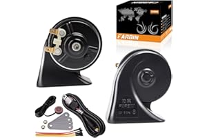 FARBIN Car Horn Kit with Button Waterproof 12V Super Loud Train Horns Electric Truck Horns Universal for Car Motorcycle Truck Boat (black, Snail Horn with Wire and Button)