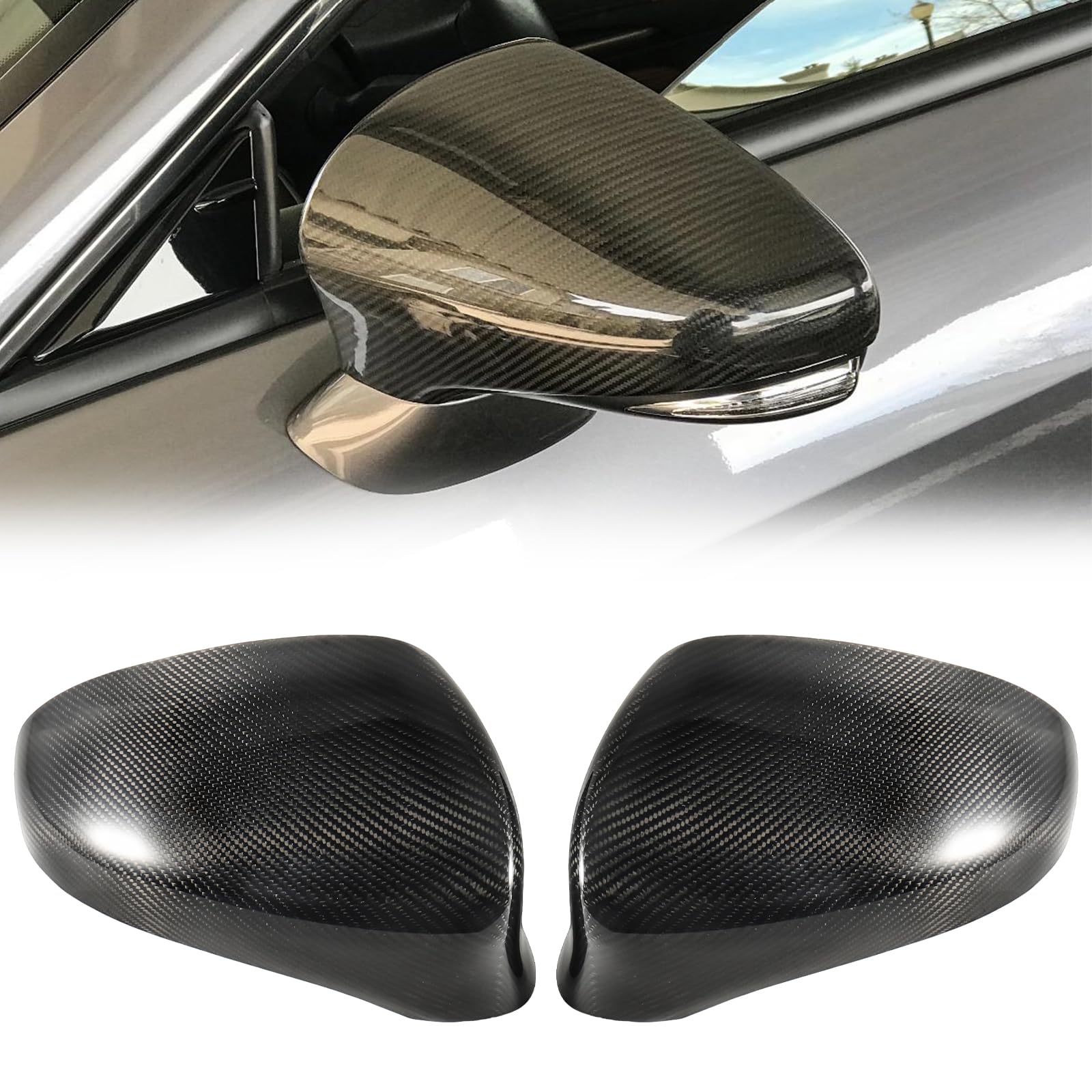 Photo 1 of Real Carbon Fiber Side Rear Mirror Covers Caps Compatible with 2013 2014 2015 2016 2017 2018 2019 Lexus Models Rearview Mirror Guard Cap Direct Replacement