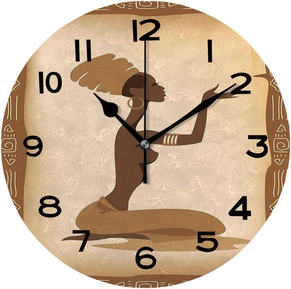 ALUONI Frameless Decorative Clock African, Folk Art Element