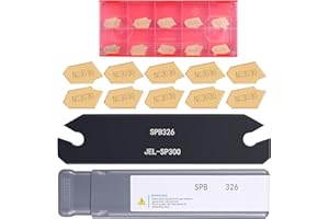 VerRich Lathe Parting tool,Lathe Cut Off Tool SPB326 with 10pcs GTN-3 NC3030 Carbide Inserts