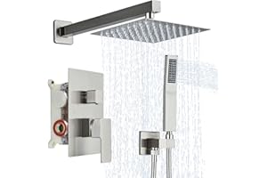 Ackwave Shower Faucet Set Rain Shower System with Handheld Spray Bathroom Shower Faucet Set Complete, 8 Inches Rainfall Showe
