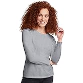Hanes Womens Originals Long Sleeve Cotton T-Shirt, Lightweight Crewneck Tee, Modern Fit