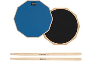 Donner Drum Practice Pad 8 Inches, Silent Practice Drum Pad 2-Sided With Drum Sticks - Blue