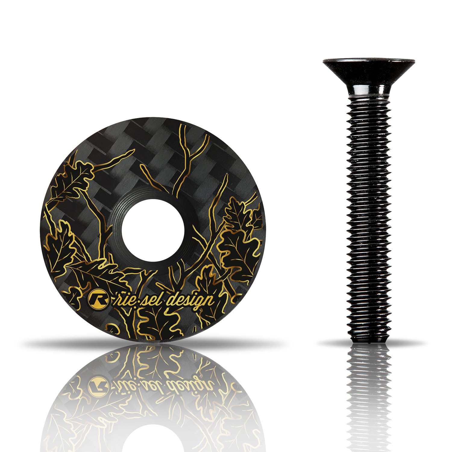 Rie:Sel Design Stem Cap Stem Cap - Mixed Oak Leaves, 1 1/8" (2.85 cm)