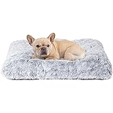 EHEYCIGA Calming Dog Crate Bed Medium, Washable Anti Anxiety Dog Pet Bed, Fluffy Dog Pillow Mat with Anti-Slip Bottom, Grey, 