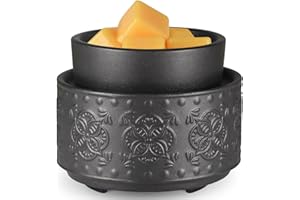 Mocosa Ceramic Wax Warmer Wax Melt Warmer for Scented Wax 3-1 Electric Candle Warmer Home Fragrance Wax Burner Perfect Christmas Gifts for Mom Women(Black-Granular)