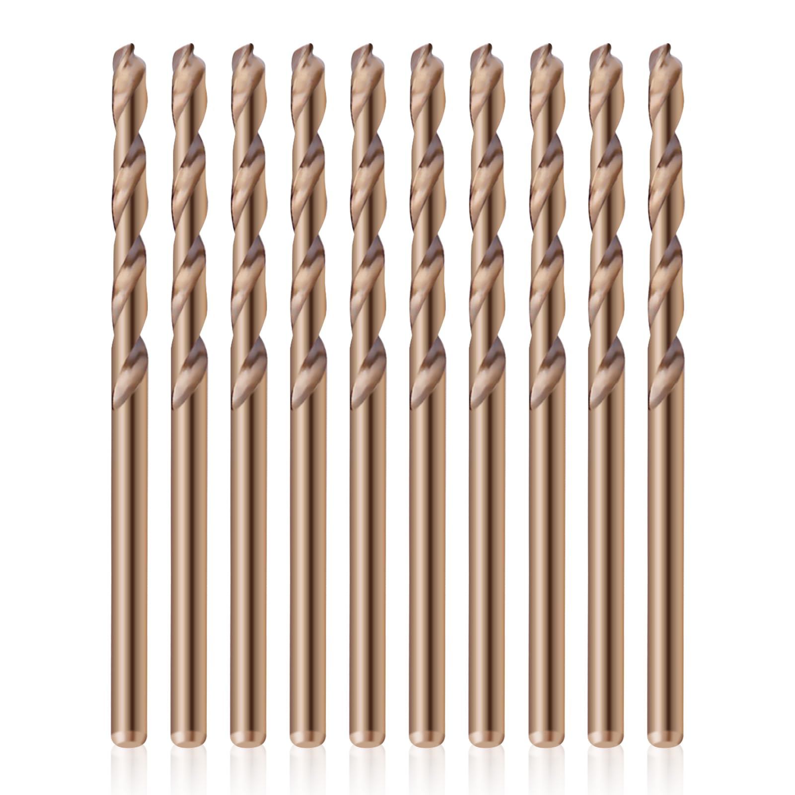10pcs M35 HSS Cobalt Drill Bits Set, 10pc 4mm HSS-CO Drills Set Metric Gold Cobalt Twist Drills Bit Set Cobalt Twist Drill Bits Set for Drilling(4mm)