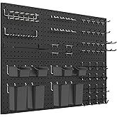 Daanxw Peg Board Kit, Includes Pegboard and Accessories,with Hooks and Bins,Peg Board Wall Organizer for Office,Ornaments Display,Crafts Organization (129, Black)