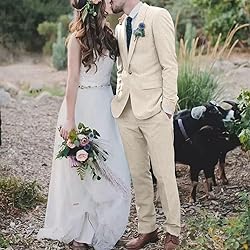 High-End Suits Retro Linen Suits for Men Dark Green