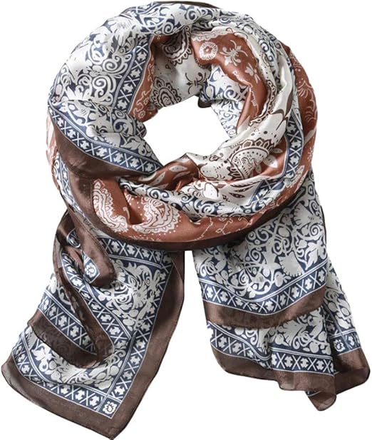 Amazon Yunhen スカーフ レディース シルク 花柄 大判 ショール 冷房対策 韓国 ストール ファッション マフラー ロング 薄手 結婚式 オフィス 春 秋 夏 シルクスカーフ 襟巻き Freesizeオレンジ スカーフ 通販