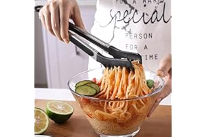 Stainless Steel Noodles Tongs with Fixed Comb Kitchen Heat-resistant Cooking Tong Food-grade PP Food Clip for Salad Barbecue 