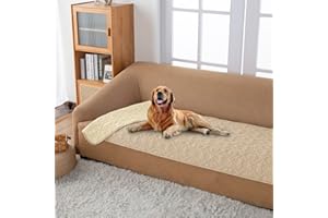 fuguitex Waterproof Dog Bed Cover Dog Blanket for Pet Furniture Bed Couch Sofa Reversible Linen Texture(30"*70",Cream+ Wheat)