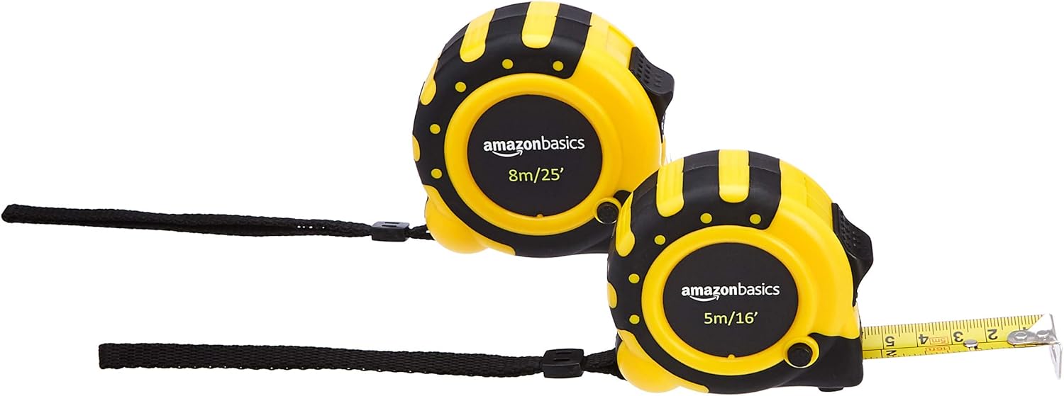 AmazonBasics Tape Measure Set 25Feet (8Meters) and 16Feet (5