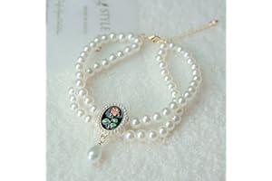 MITOCAPY Dog Pearls Necklace - Handmade Bling Cat Wedding Collar - Jewelry for Small Dogs Puppy Chihuahua Yorkie Girl Dog Costume Outfits Accessories