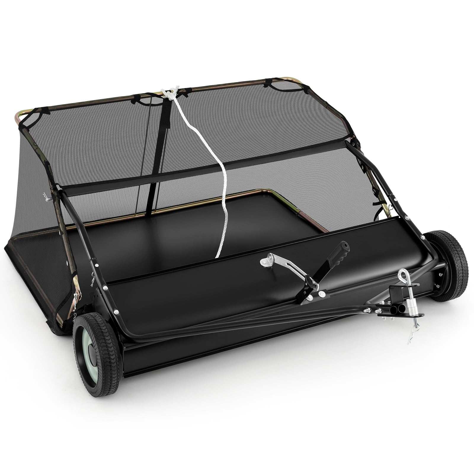 Goplus 48" Lawn Sweeper Tow Behind, Yard Sweeper