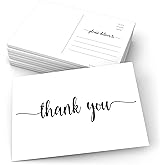 321Done Thank You Postcards (Set of 50) 4" x 6" Blank with Mailing Side - Made in USA, Cute Modern Script Thick White Cardstock, Large