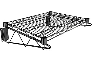 Krollen Industrial 18" x 24" Black Epoxy Wire Wall Mount Shelf