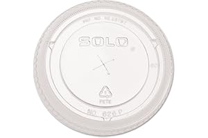 SOLO Cup Company - Ultra Clear Flat Cold Cup Lids f/16-24 oz Cups, PET, 100/Pack