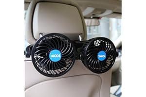 XOOL Electric Car Fans for Rear Seat Passenger Portable Fans Headrest 360 Degree Rotatable Backseat Car Fan 12V Cooling Air Fan with Stepless Speed Regulation for Vehicles, SUV, RV