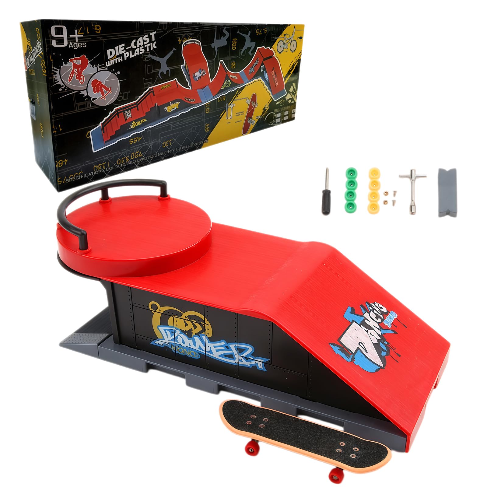 LUMIREX Complete Finger Skateboard Ramps Sets, Mini Finger Skateboards with Ramp, Plastic Toy Kit for Tricks and Stunts, Portable Desk Toy for Office and Home for Teens and Collectors