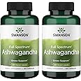 Swanson Ashwagandha Powder Supplement - with Ashwagandha Root to Promote Stress Relief & Energy - Ayurvedic Supplement for Natural Wellness (100 Capsules, 450mg Each) 2 Pack