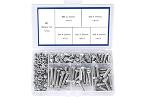 newlng M5 304 Stainless Steel Bolts and Nuts Kit, Hex Flat Head Cap Bolts Screws Nuts Hexagon Socket Head Screw,Heavy Duty Hex Bolts Nuts Assortment, Head Mechanical Parts Combination Box