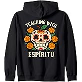 Dia De Los Muertos Teacher Sugar Skull Zip Hoodie