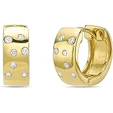Lavari Jewelers 1/10 Carat Lab Grown Diamond Hoop Earrings for Women I 925 Sterling Silver with 18k Yellow Gold Plating Huggie Hoops for Her I Bezel Set Round Diamonds Earrings I Snap Back