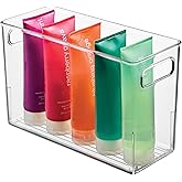 iDesign Slim Clear Plastic Bathroom Storage Bin, Tall Narrow Organizer for Lotions, Creams, and Toiletries