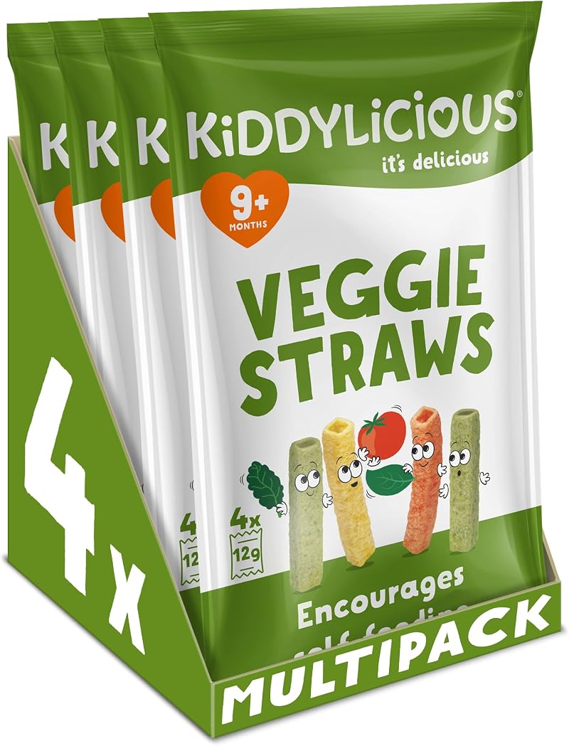 Kiddylicious Veggie Straws 4 Packs 4 x 4 Delicate Baby Snacking 9+ Months