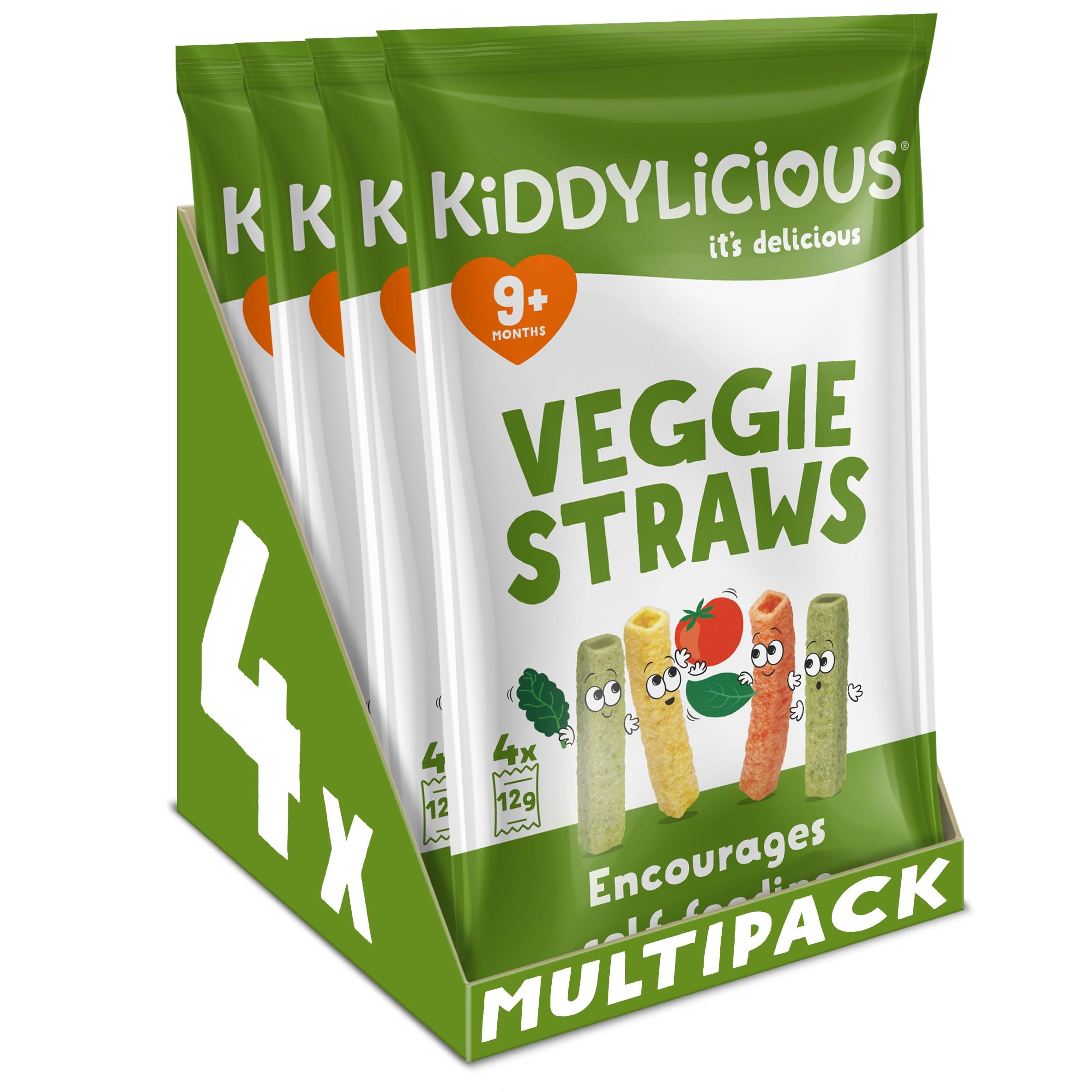 Kiddylicious Veggie Straws - Delicious Snacks for Kids - Suitable for 9+ Months - 4 Packs of 4 (16 Total)