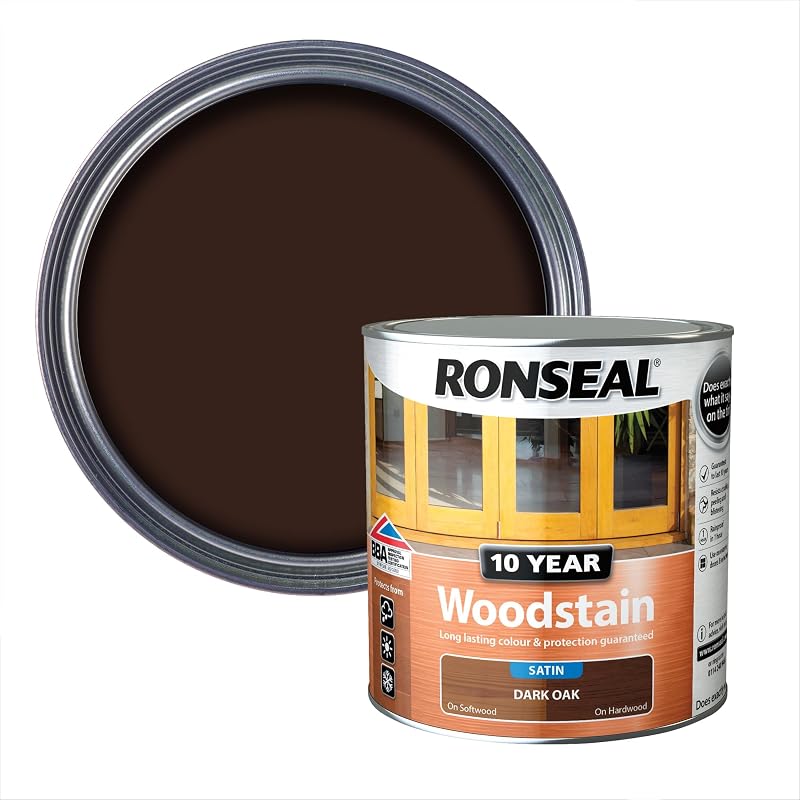 Ronseal 10 Year Woodstain Dark Oak 750ml BBA Approved Long Lasting Protection