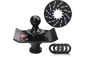 FlexHitch Gooseneck Ball to 5th Wheel Adapter, 1" Raised, Heavy Duty Reinforcing Ribs Structure, for Tractor or Trailer Fifth Wheel, Anti-tilt PU Washer and 5th Wheel Lube Plate Included
