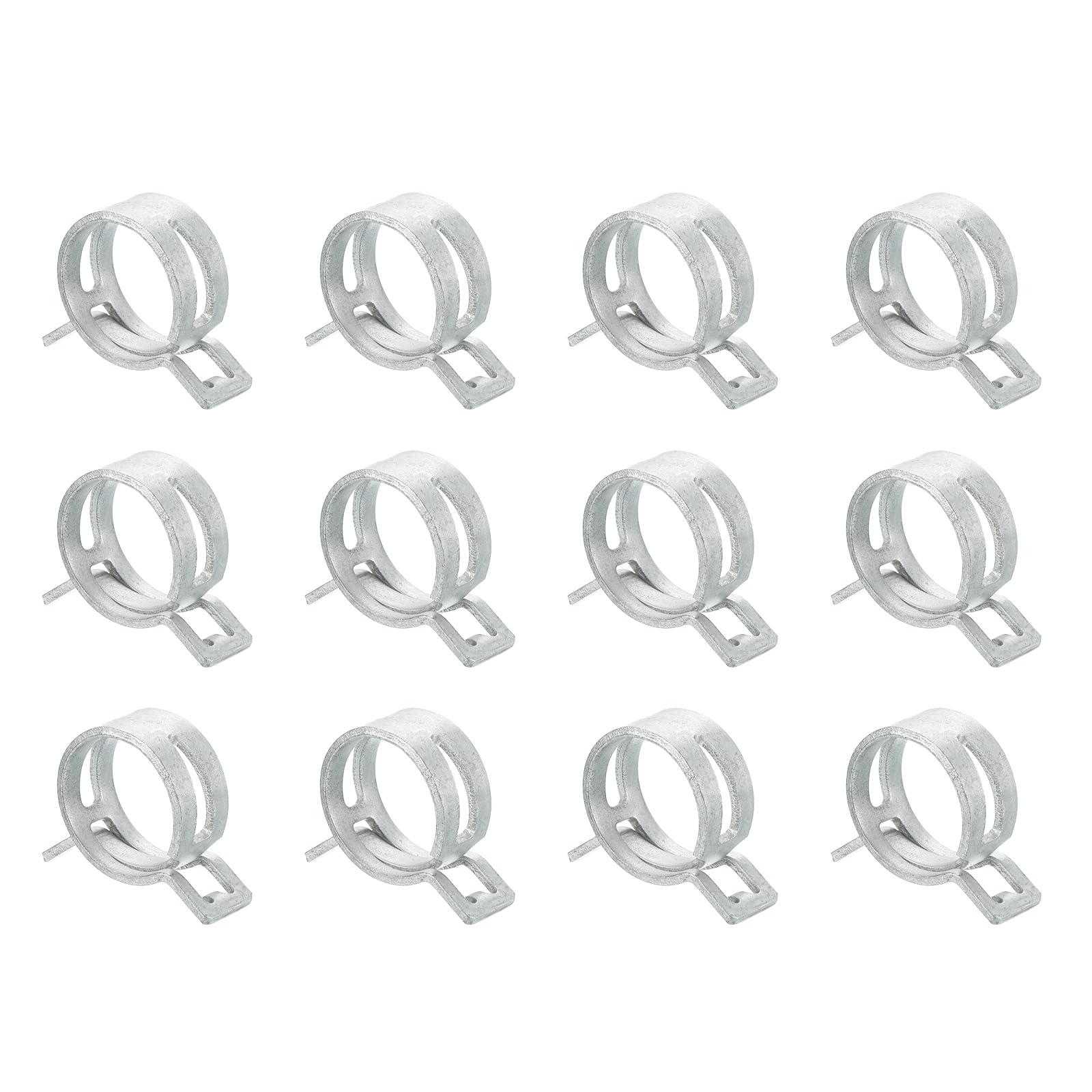 Sourcingmap 12Pcs Spring Band Type Action Fuel/Silicone Vacuum Hose Pipe Clamp, 25mm Low-Pressure Air Spring Hose Clip Clamp for Automotive Oil Pipe Water Pipe, Silver