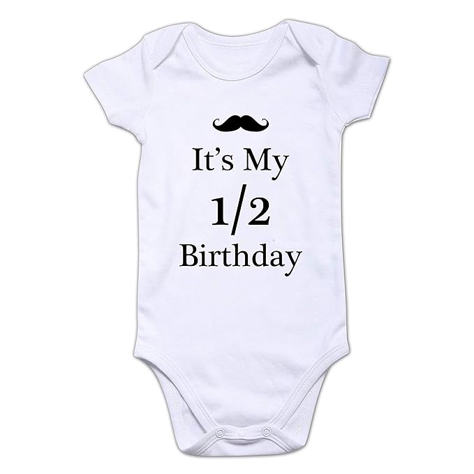 Funcart Mustache It's My Half Birthday Romper for Baby Born Baby/Baby Arrival/Half Birthday/Baby Boy's & Baby Girl's Romper/Return Gift