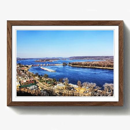 Arty Pie Bellevue Iowa City USA Print with Walnut Frame, Multi-Colour